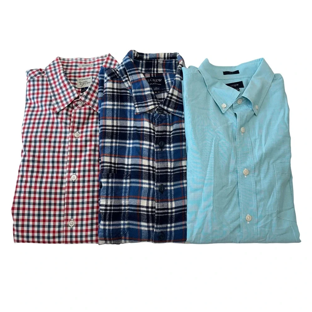 Bundle‎ J. Crew Mens Large Long Sleeve Button Down Shirts Plaid Classic Slim
